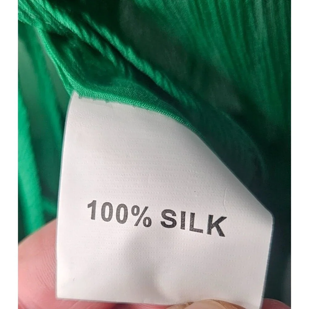 TULULA 100% Silk Duster Robe Large Green Fairy Ethereal Coquette Soft Girl
